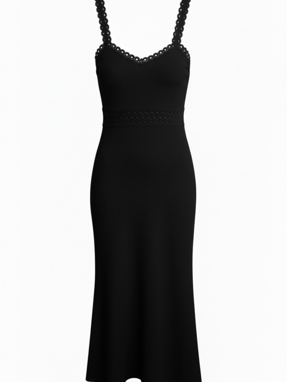 Express Ribbed Midi Slip Dress with Lace Trim in Black or White. NWOT